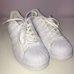 All White Adidas Superstar Shoes size 9.5